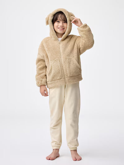 GU 키즈 티셔츠 일본 지유 후드집업 마시멜로필 후드티 강아지 디자인 358558