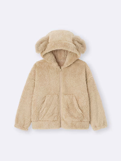 GU 키즈 티셔츠 일본 지유 후드집업 마시멜로필 후드티 강아지 디자인 358558