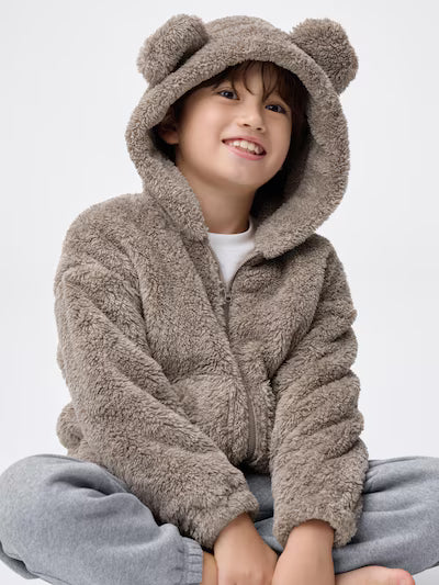 GU 키즈 티셔츠 일본 지유 후드집업 마시멜로필 후드티 베어 디자인 358566