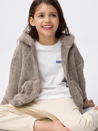 GU 키즈 티셔츠 일본 지유 후드집업 마시멜로필 후드티 베어 디자인 358566