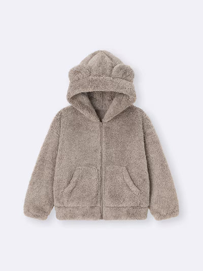 GU 키즈 티셔츠 일본 지유 후드집업 마시멜로필 후드티 베어 디자인 358566