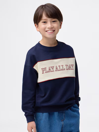 GU 키즈 티셔츠 일본 지유 맨투맨 플레이 올데이 코튼 긴팔티 2컬러 360183