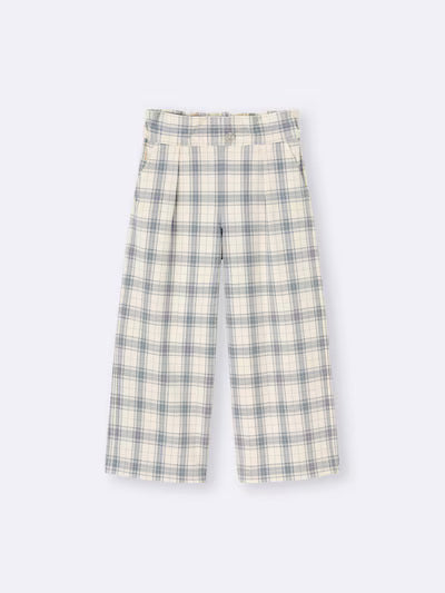 GU 키즈 바지 일본 지유 걸스 기모 와이드 팬츠 체크무늬 디자인 358589 2컬러