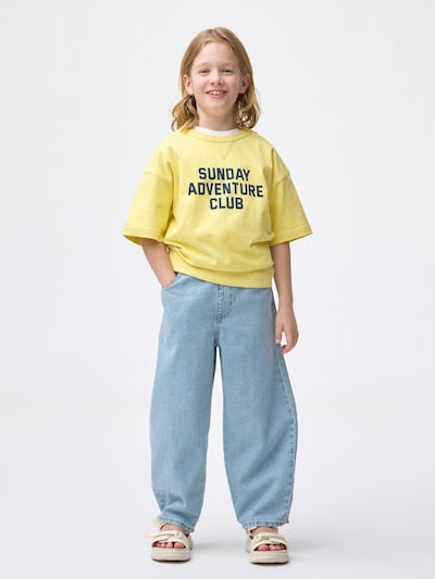 지유 바지 일본 GU 걸스 라이트 데님 배럴 레그 청바지 4컬러 358827