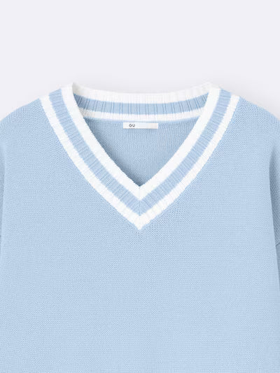 GU 키즈 티셔츠 일본 지유 긴팔티 스웨터 브이넥 니트 359411 2컬러