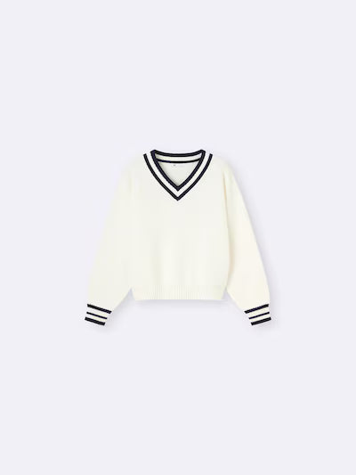 GU 키즈 티셔츠 일본 지유 긴팔티 스웨터 브이넥 니트 359411 2컬러