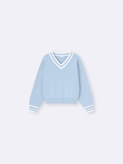 GU 키즈 티셔츠 일본 지유 긴팔티 스웨터 브이넥 니트 359411 2컬러