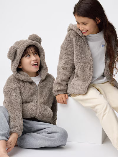 GU 키즈 티셔츠 일본 지유 후드집업 마시멜로필 후드티 베어 디자인 358566