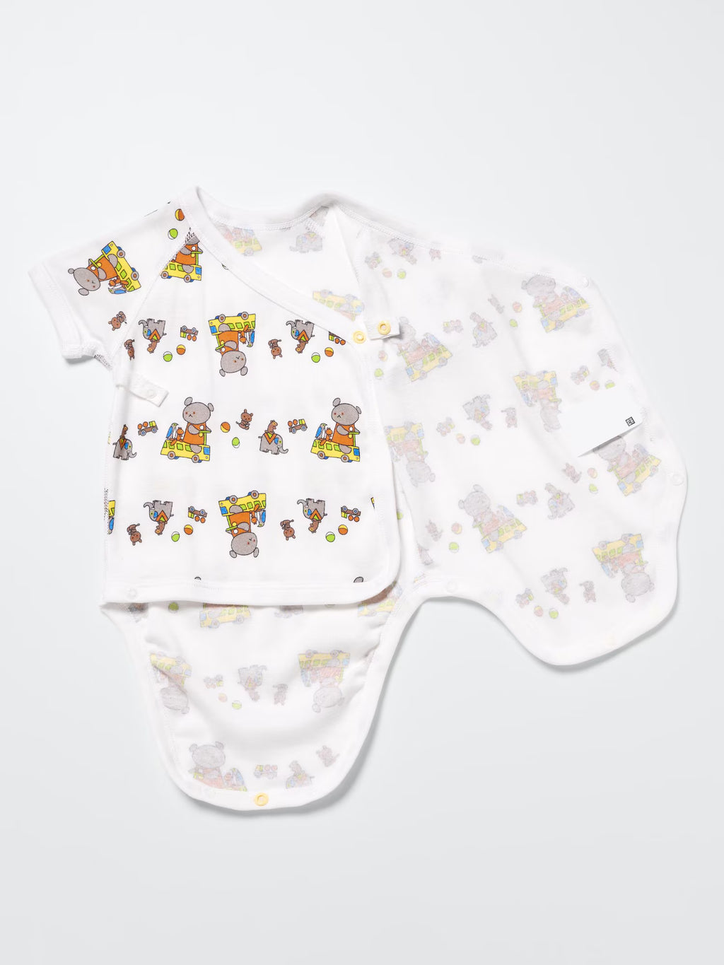 일본 유니클로 베이비 바디수트 곰돌이 버스 그림책 컬렉션 앞트임 롬퍼