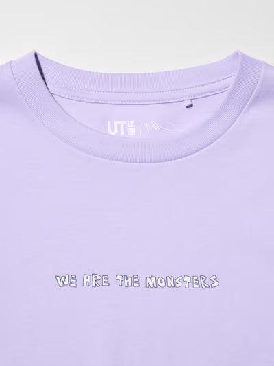 유니클로 키즈 티셔츠 일본 반팔티 UT 팝마트 유티 더 몬스터즈 퍼플