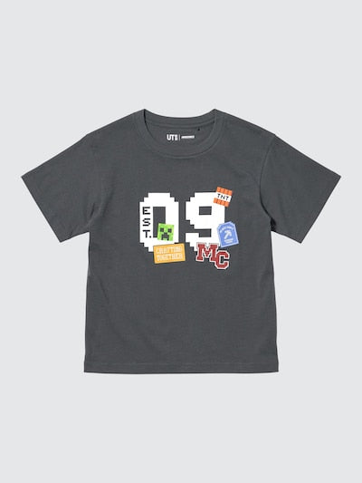 Uniqlo Kids T-shirt Japanese Short Sleeve UT Popmart Girls UT Gray 