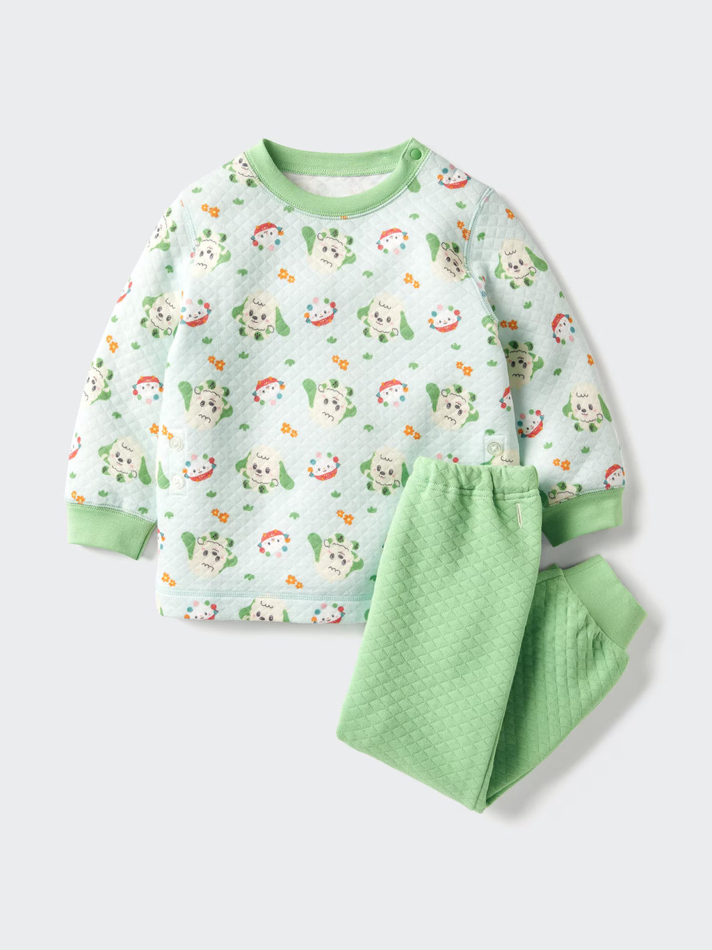 유니클로 베이비 잠옷 일본 파자마 강아지 캐릭터 퀼트 긴팔 긴바지 세트