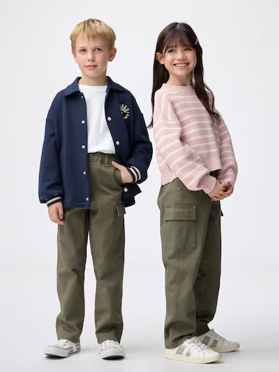 지유 키즈 바지 일본 GU 스트레치 스트레이트 카고 팬츠 3컬러 359415