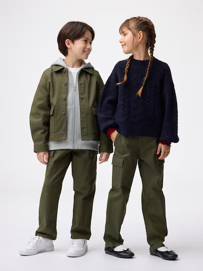 GU 키즈 바지 일본 지유 스트레치 스트레이트 카고 팬츠 358343 2컬러