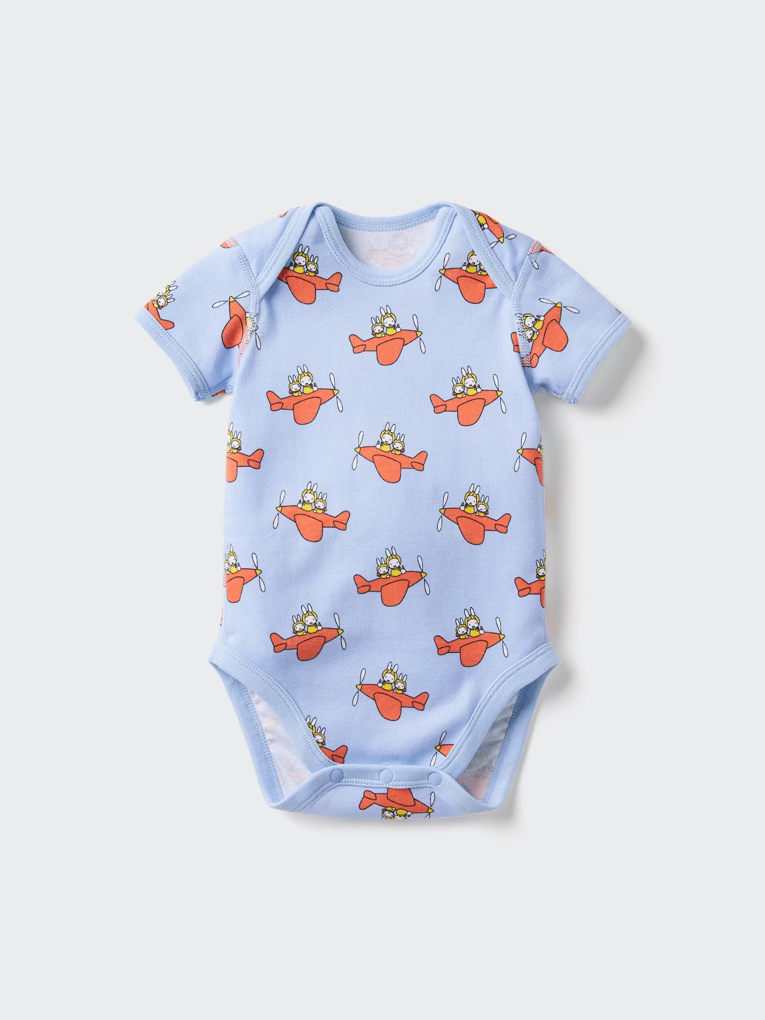 일본 유니클로 베이비 바디수트 우사코짱 비행기를 타다 그림책 컬렉션 옆트임 롬퍼