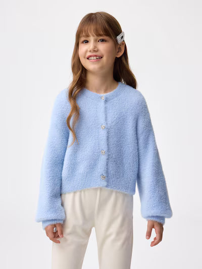 GU 키즈 가디건 일본 지유 카디건 샤기 니트 하트 비쥬 버튼 357587 4컬러