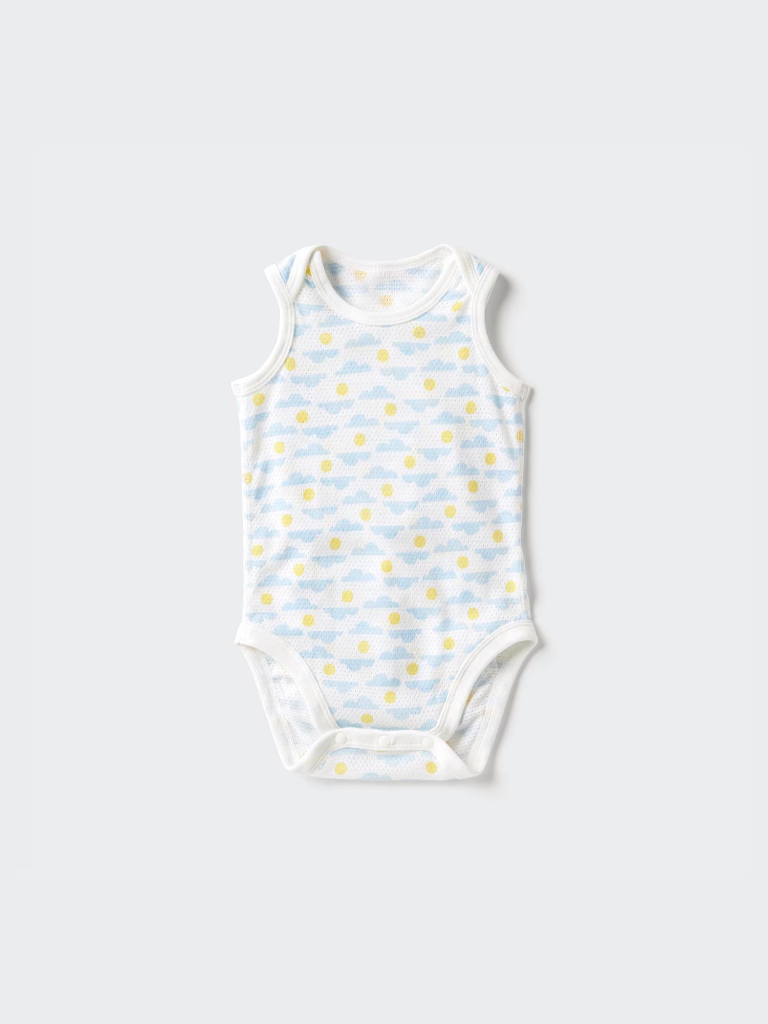 유니클로 베이비 바디슈트 일본 민소매 코튼메쉬 롬퍼 구름 패턴