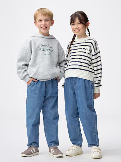 GU 키즈 바지 일본 지유 청바지 데님 캐럿 팬츠 358798 3컬러