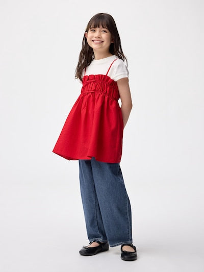 지유 바지 일본 GU 걸스 라이트 데님 배럴 레그 청바지 4컬러 358827