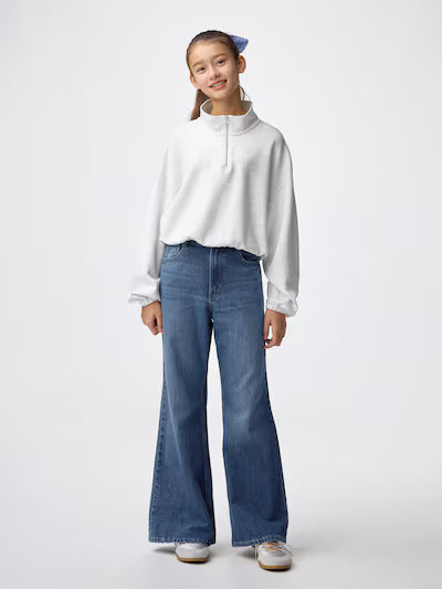 GU 키즈 바지 일본 지유 청바지 걸스 릴렉스 와이드 플레어 359938 3컬러