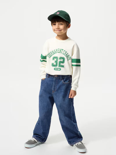 유니클로 키즈 바지 일본 청바지 와이드 스트레이트 데님 477653 3컬러