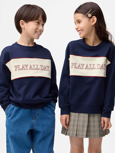 GU 키즈 티셔츠 일본 지유 맨투맨 플레이 올데이 코튼 긴팔티 2컬러 360183