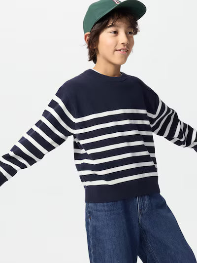 유니클로 키즈 티셔츠 일본 긴팔티 워셔블 밀라노 리브 스웨터 3컬러