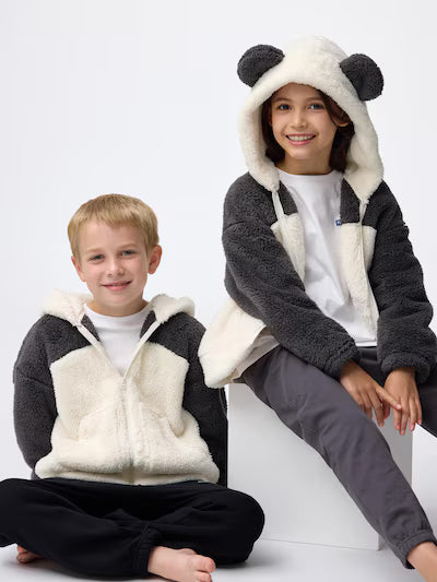 GU 키즈 티셔츠 일본 지유 후드집업 마시멜로필 후드티 팬더 디자인 358567