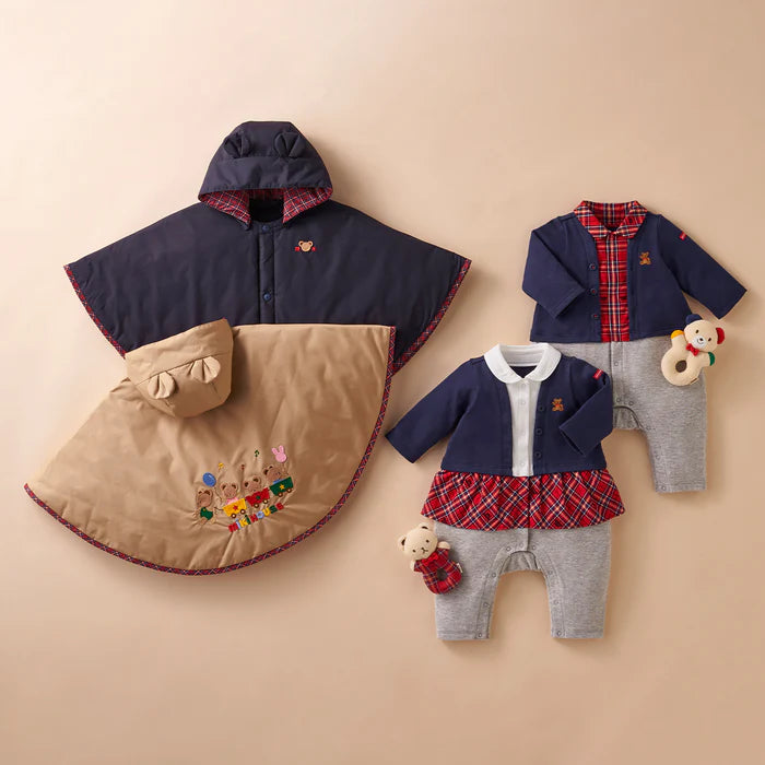 미키하우스 망토 일본 키즈 아기 방한 겨울 안솜 3WAY 2컬러