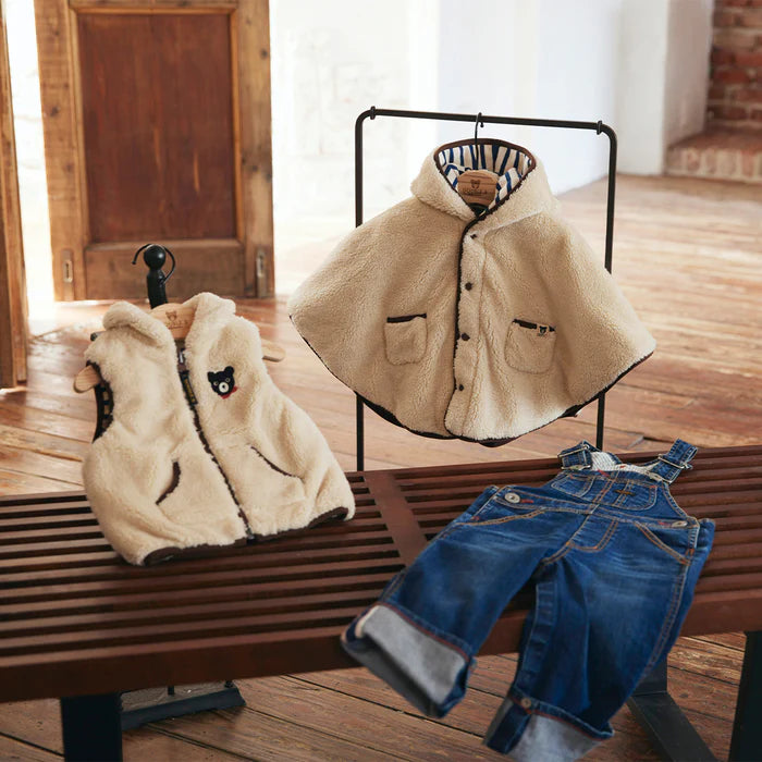 미키하우스 망토 일본 키즈 아기 케이프 플리스 양털 귀디자인