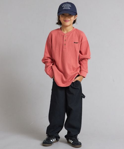 페어마논 키즈 티셔츠 일본 pairmanon 아동복 와플 헨리넥 자수 로고 긴팔티 5컬러