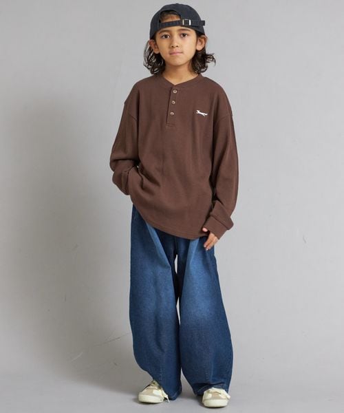 페어마논 키즈 티셔츠 일본 pairmanon 아동복 와플 헨리넥 자수 로고 긴팔티 5컬러