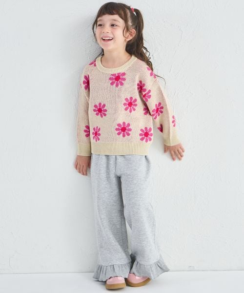 페어마논 키즈 티셔츠 일본 pairmanon 아동복 자가드 플라워 맨투맨 니트 2컬러