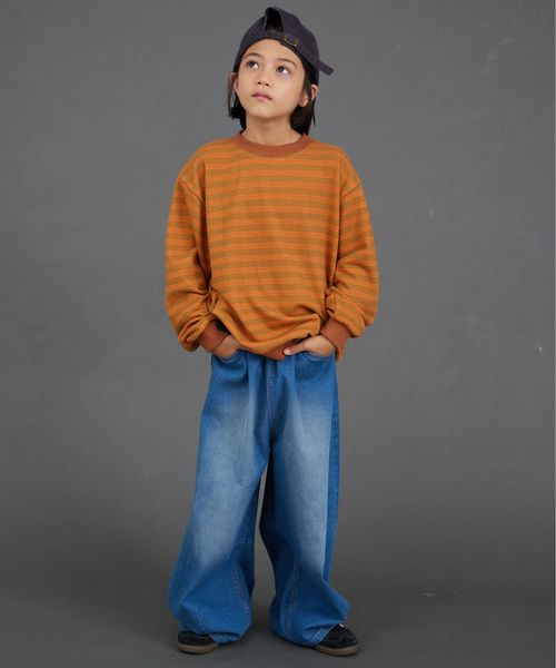 페어마논 키즈 티셔츠 일본 pairmanon 아동복 보더 소매 리브 스트라이프 맨투맨 6컬러