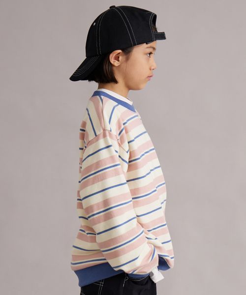 페어마논 키즈 티셔츠 일본 pairmanon 아동복 보더 소매 리브 스트라이프 맨투맨 6컬러