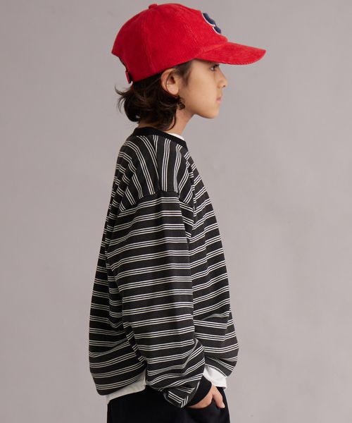 페어마논 키즈 티셔츠 일본 pairmanon 아동복 보더 소매 리브 스트라이프 맨투맨 6컬러