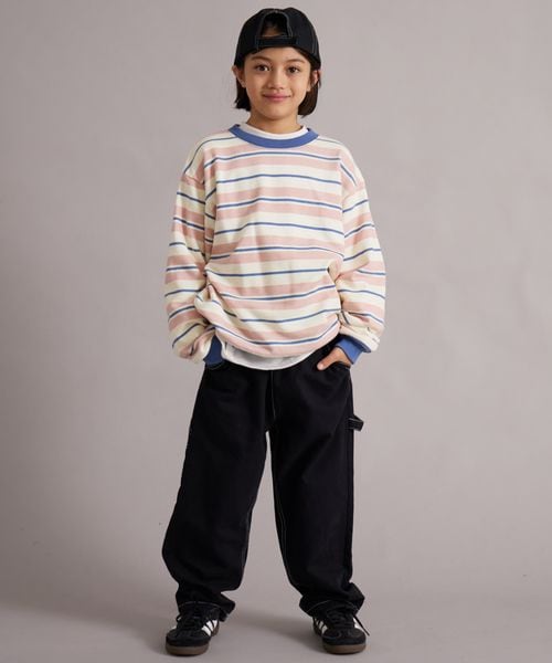 페어마논 키즈 티셔츠 일본 pairmanon 아동복 보더 소매 리브 스트라이프 맨투맨 6컬러