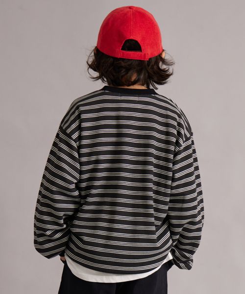 페어마논 키즈 티셔츠 일본 pairmanon 아동복 보더 소매 리브 스트라이프 맨투맨 6컬러