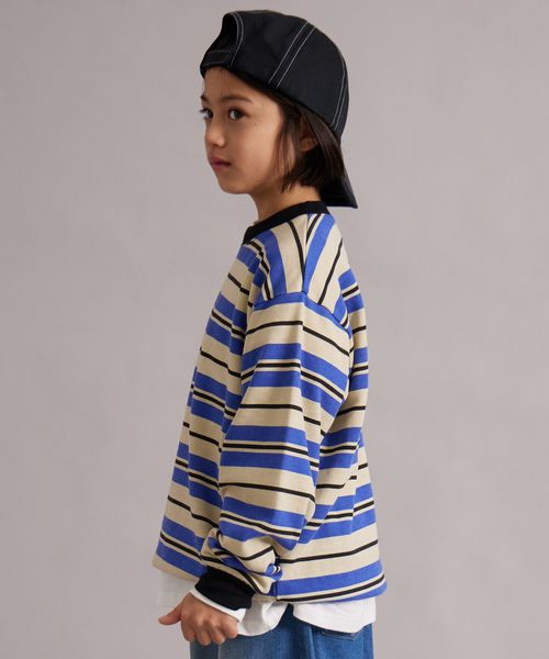 페어마논 키즈 티셔츠 일본 pairmanon 아동복 보더 소매 리브 스트라이프 맨투맨 6컬러