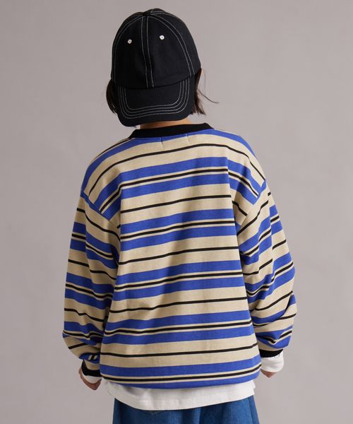 페어마논 키즈 티셔츠 일본 pairmanon 아동복 보더 소매 리브 스트라이프 맨투맨 6컬러