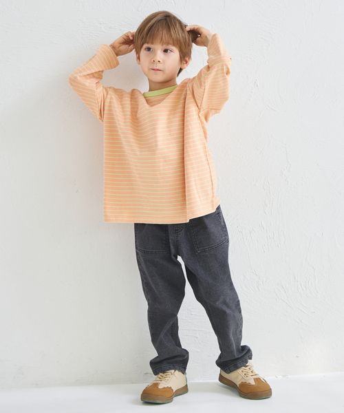 페어마논 키즈 티셔츠 일본 pairmanon 아동복 투톤 디자인 스트라이프 긴팔티 4컬러