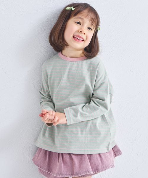 페어마논 키즈 티셔츠 일본 pairmanon 아동복 투톤 디자인 스트라이프 긴팔티 4컬러