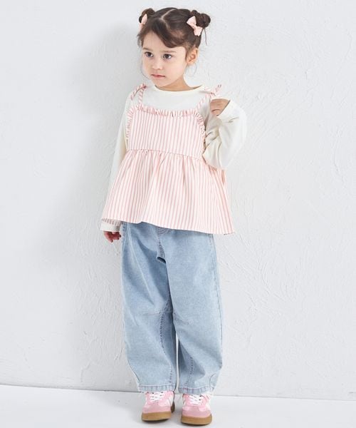 페어마논 키즈 티셔츠 일본 PAIRMANON 레이어드 리본 민소매 론티 3컬러