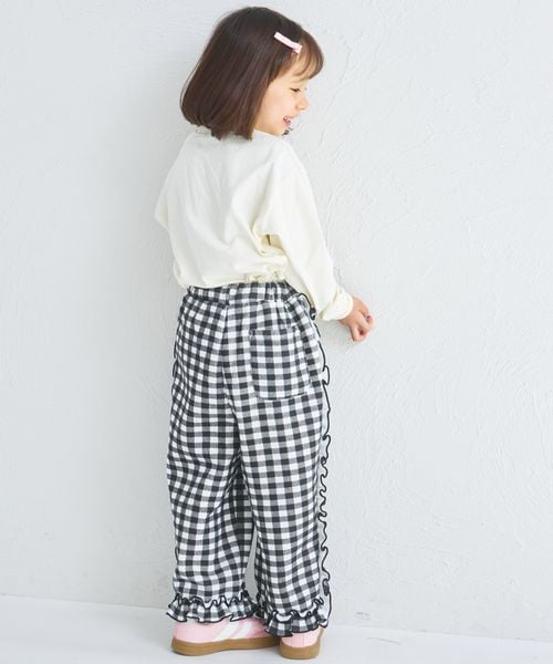 페어마논 키즈 바지 일본 pairmanon 아동복 걸스 체크 사이드 프릴 기모팬츠 2컬러