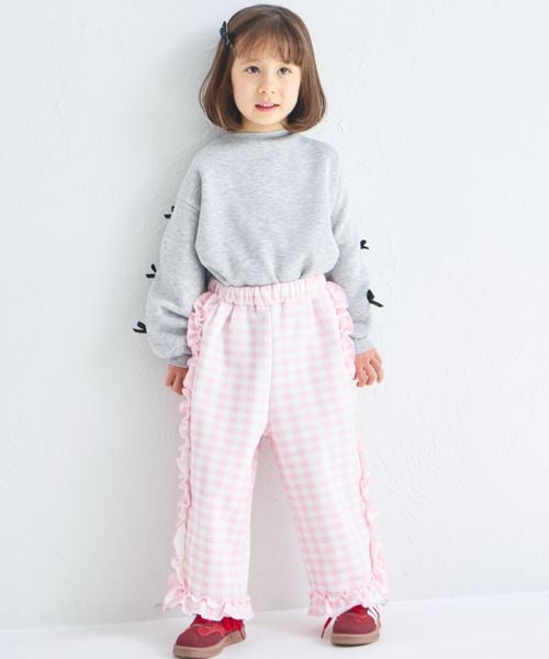 페어마논 키즈 바지 일본 pairmanon 아동복 걸스 체크 사이드 프릴 기모팬츠 2컬러