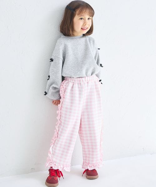 페어마논 키즈 바지 일본 pairmanon 아동복 걸스 체크 사이드 프릴 기모팬츠 2컬러
