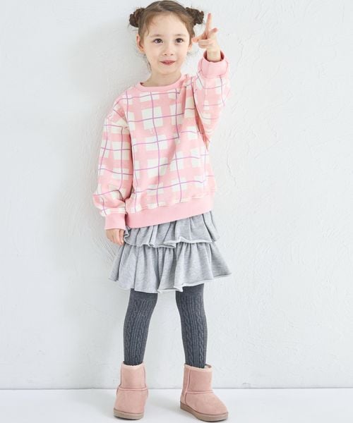 페어마논 키즈 티셔츠 일본 pairmanon 아동복 기모 체크무늬 맨투맨 2컬러