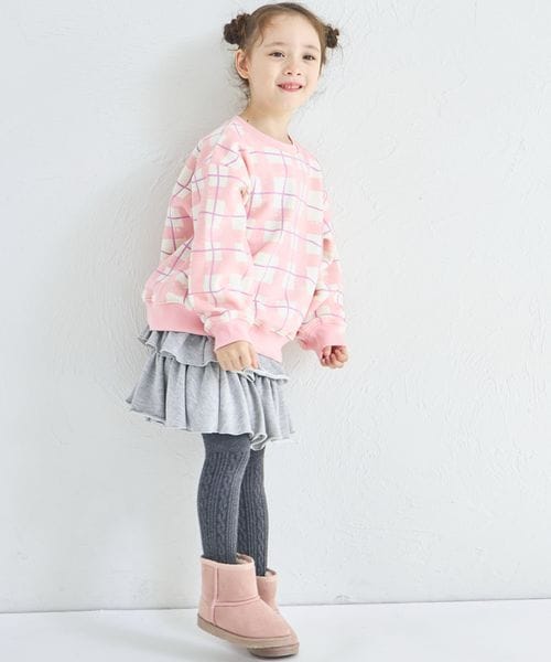 페어마논 키즈 티셔츠 일본 pairmanon 아동복 기모 체크무늬 맨투맨 2컬러