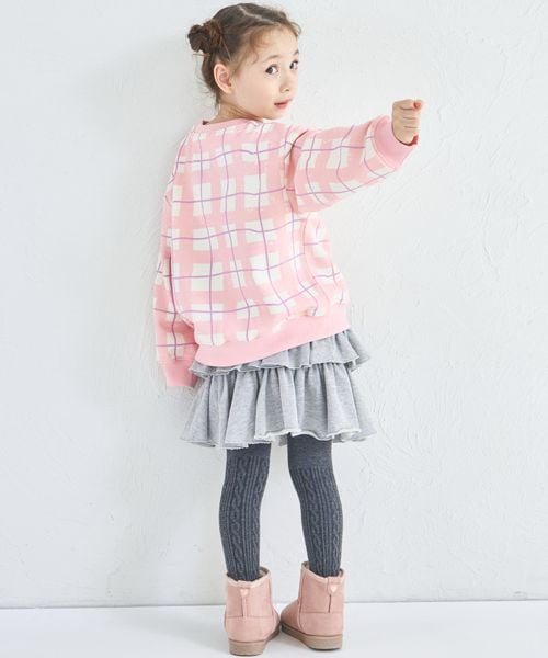 페어마논 키즈 티셔츠 일본 pairmanon 아동복 기모 체크무늬 맨투맨 2컬러