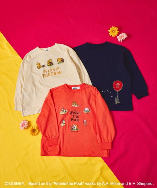 페어마논 키즈 티셔츠 일본 PAIRMANON 디즈니 곰돌이 푸 프린트 긴팔티 3컬러